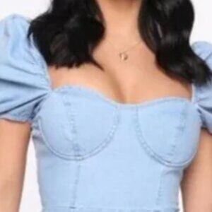 Ashley Stewart Plus Denim Bust Top
